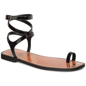 I.N.C. International Concepts Women's Remmie Ankle-Strap Toe Black Patent 6M